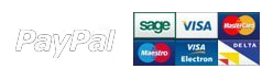 PayPal, Sage, Visa, Mastercard, Maestro, Visa Electron, Delta, Trustwave